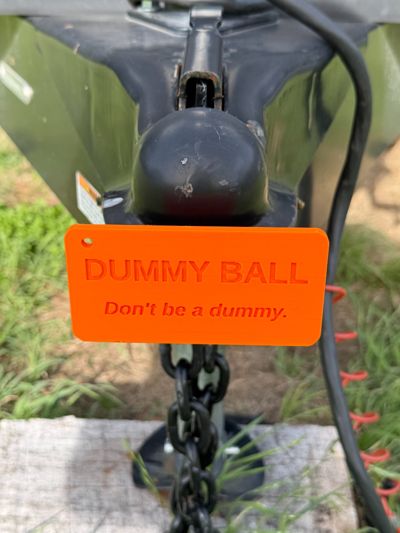 Dummy Ball tag close up